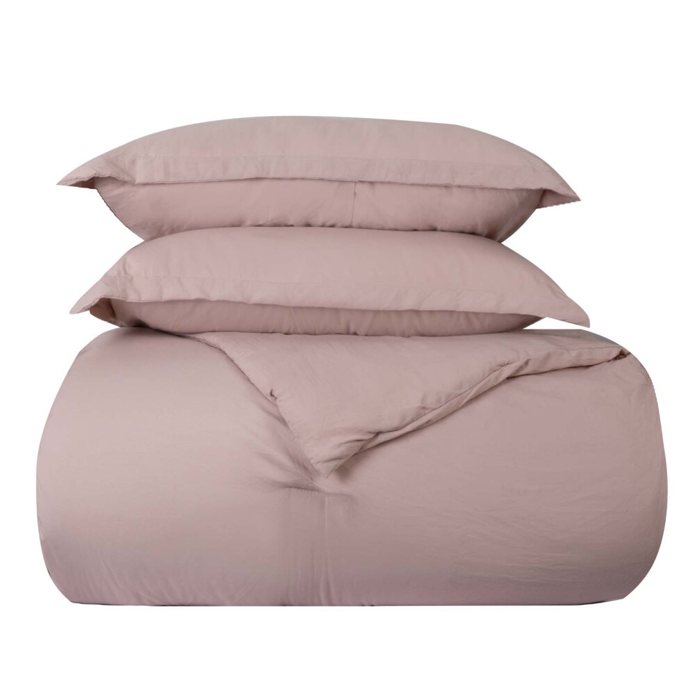 SET ACOLCHADO 1 PLAZA POLIESTER MARRON PREWASHED TOSTADO