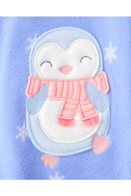 Pijama una pieza de micropolar, con pie, estampa pingüino Sin color