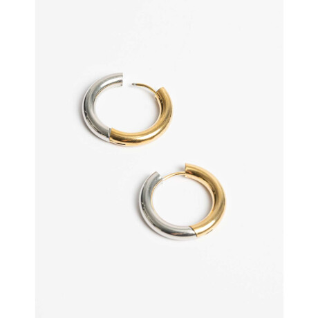Aros Argollas Metal Combinacion Bicolor