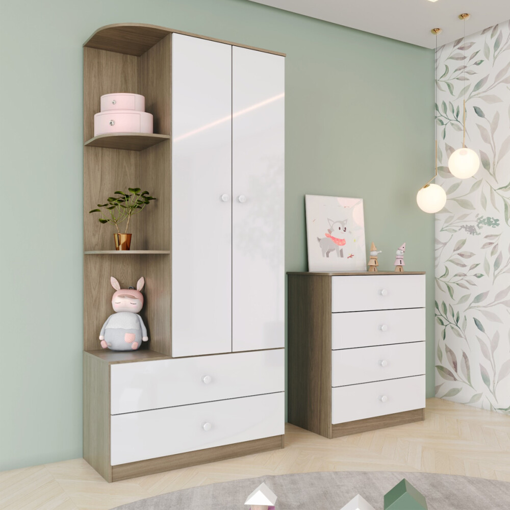 CÓMODA CAJONERA GUARDARROPA 4 CAJONES COLOR MADERA