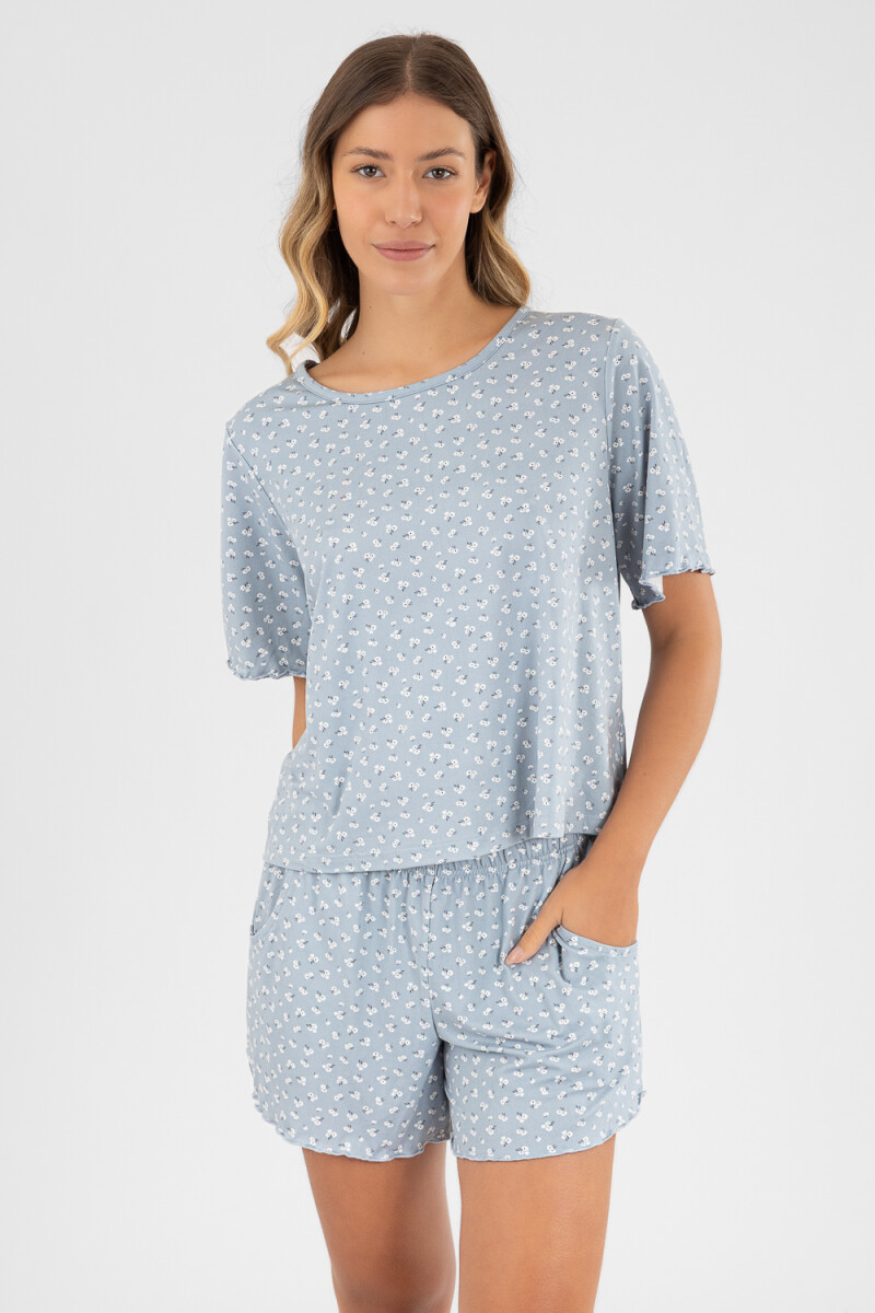 Pijama milena con short Gris