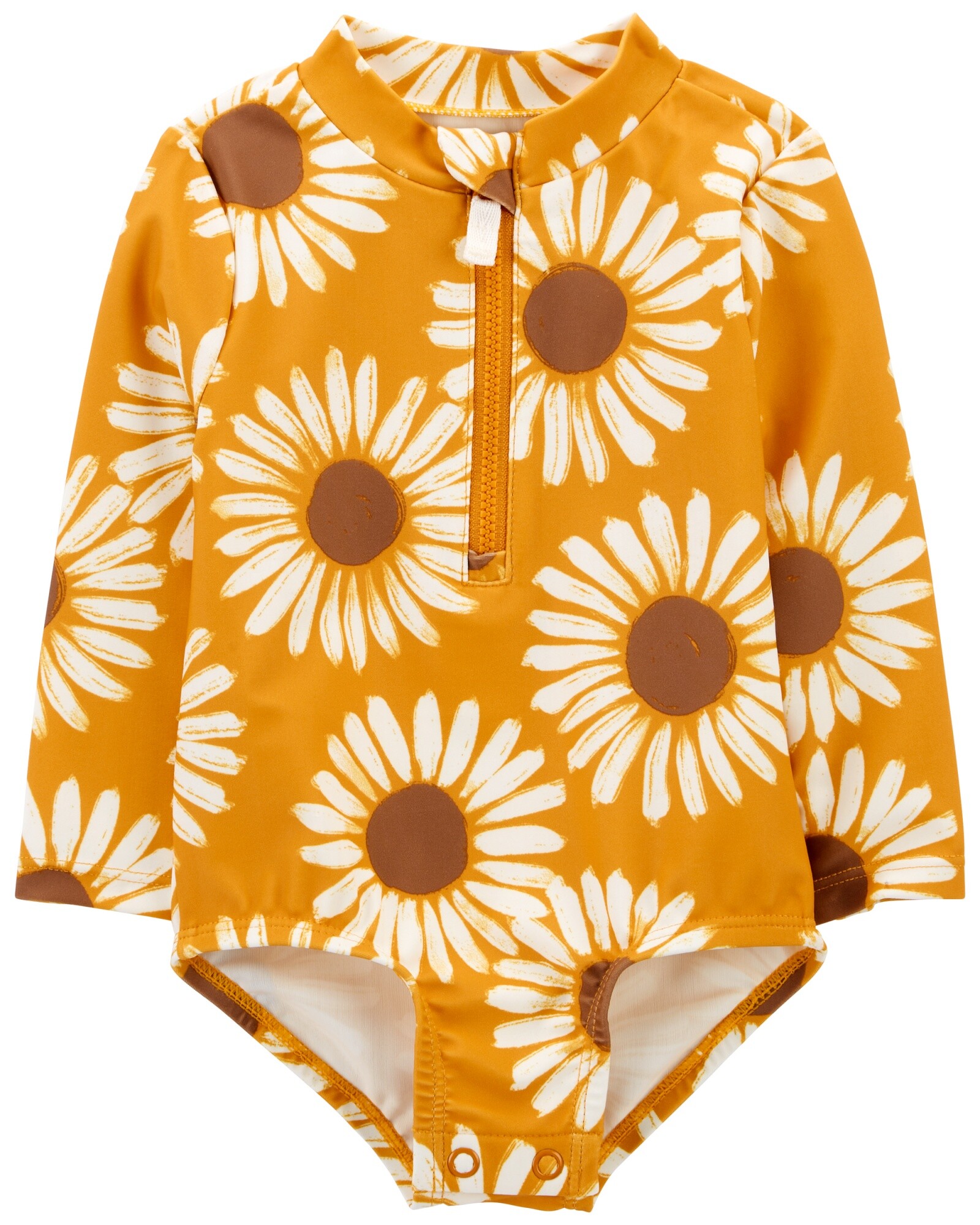 Malla de baño una pieza manga larga con protección UPF 50+ diseño girasoles Sin color