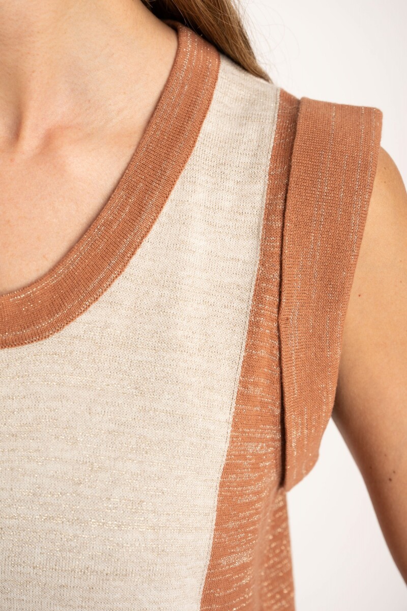 Vestido Raya Vertical Lurex Mocha