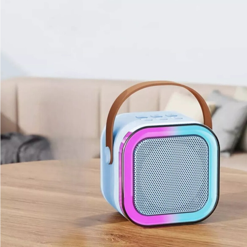 Parlante A Batería Bluetooth Con Luces Led De Colores Celeste