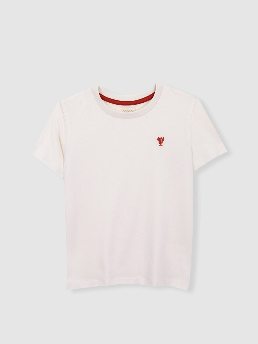 Camiseta Bordado Langosta Blanco