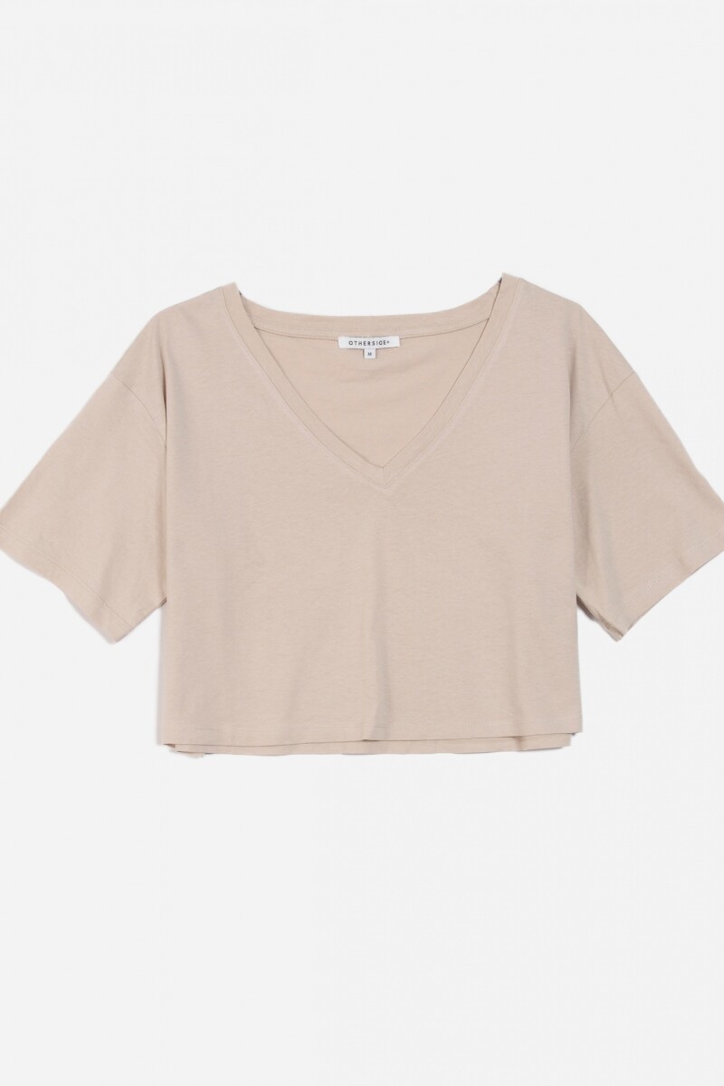 Crop top escote en V MARRON