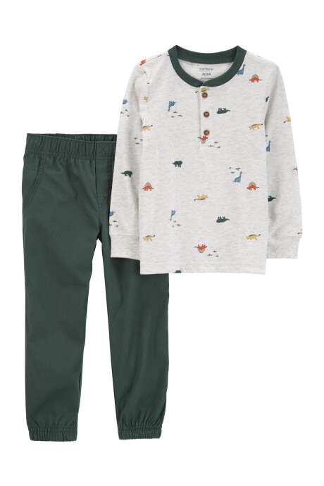 Set dos piezas de algodón, pantalón y remera henley. Talles 2-5T Sin color
