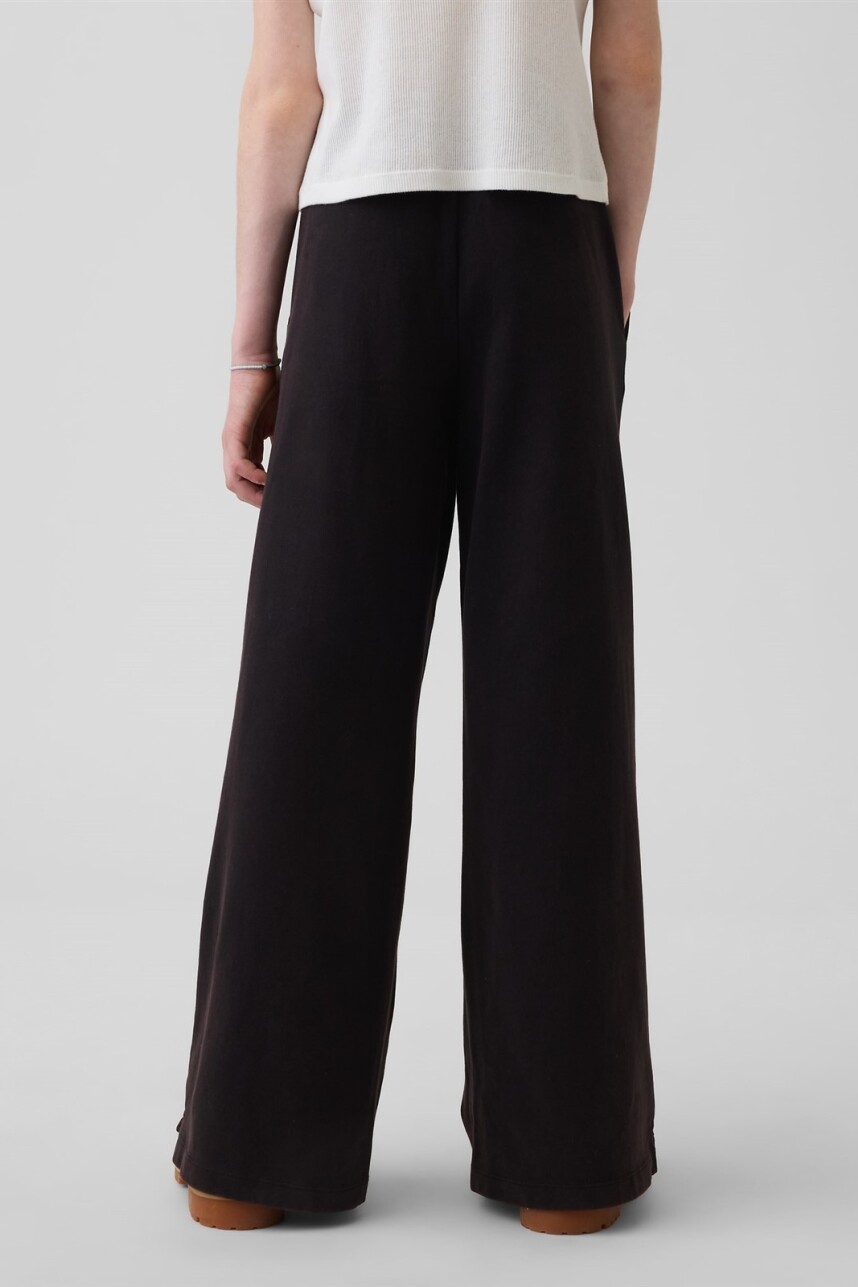 Pantalón Deportivo Wide Leg Niña Washed Black