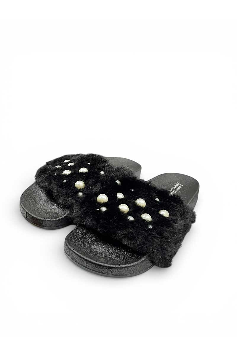 SANDALIA FAJA PELUDITA PERLAS KIDS Negro