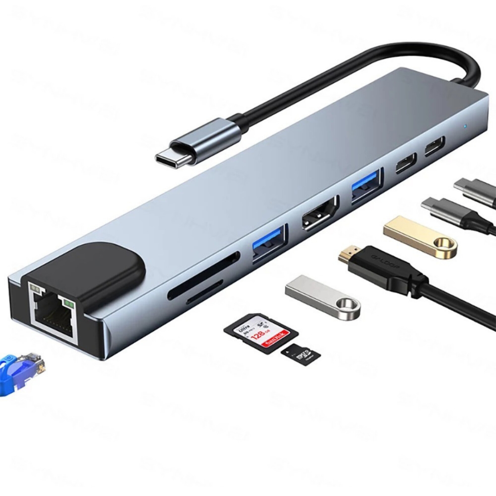 Adaptador Hub Usb-c 8 En 1 Hdmi 4k Usb Sd Macbook Pro Air — Una Ganga