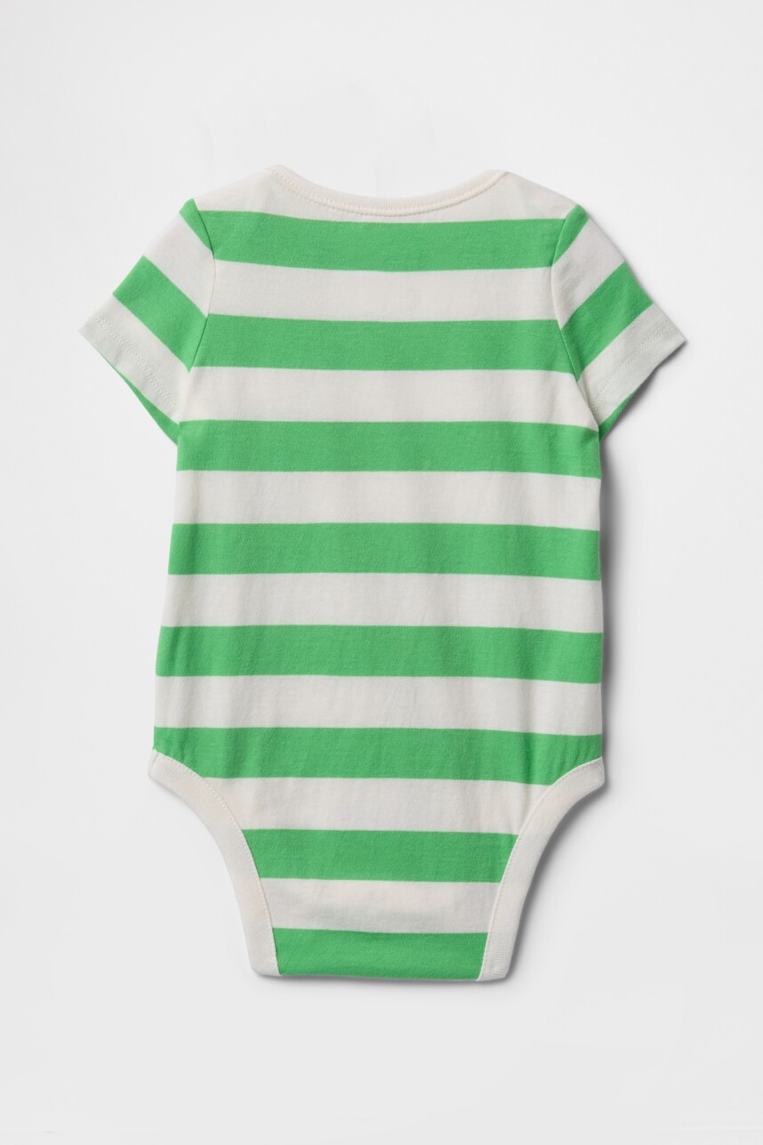Body A Rayas Bebé White Green Stripe