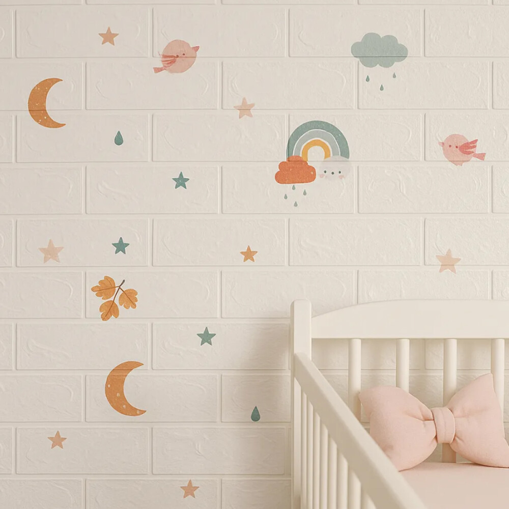 Panel Revestimiento Placa Pared Autoadhesiva Pack x10 Arcoiris