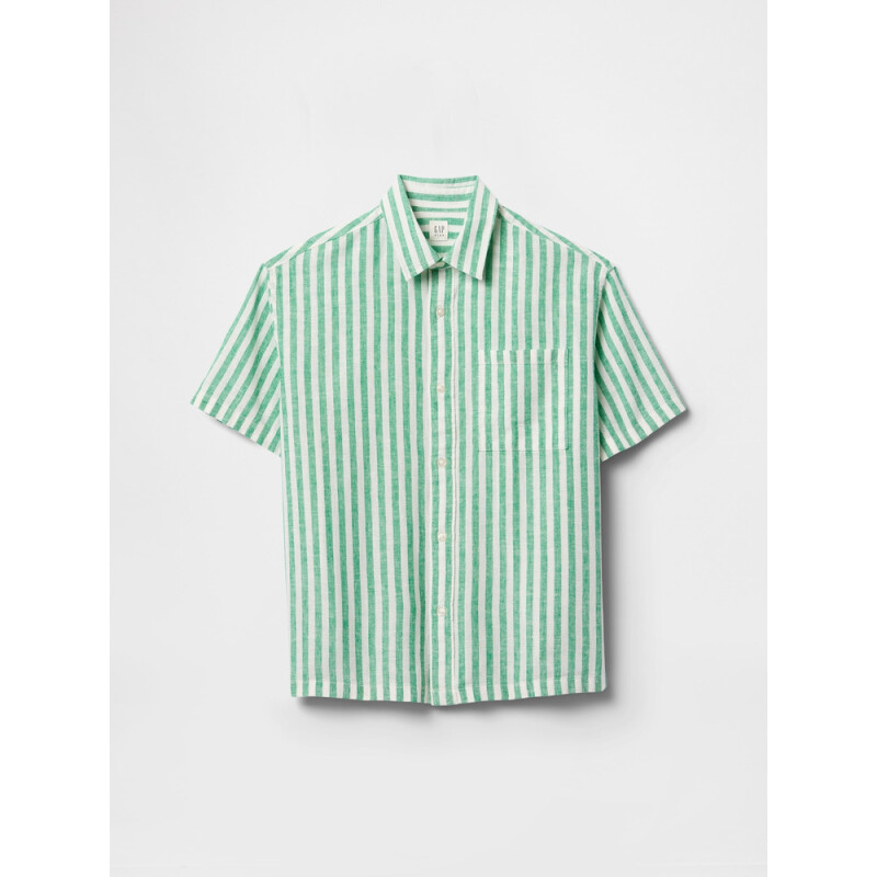 SS LINEN GREEN STRIPE