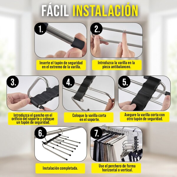 Percha De Ropa Pantalones 2 En 1 Organizador Antideslizantes Acero Inoxidable Imback Plateado Percha De Ropa Pantalones 2 En 1 Organizador Antideslizantes Acero Inoxidable Imback Plateado