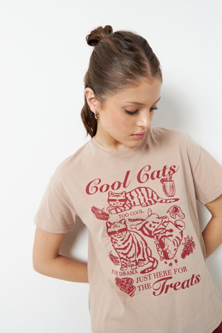 REMERA COOL CATS Beige