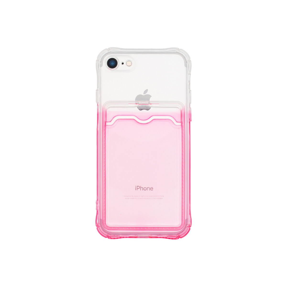 Protector iPhone 7/8 transparente degrade rojo y porta tarjeta 