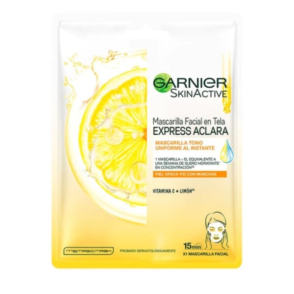 Mascarilla de Tela Express Aclara con Vitamina C y Limón Garnier Mascarilla de Tela Express Aclara con Vitamina C y Limón Garnier