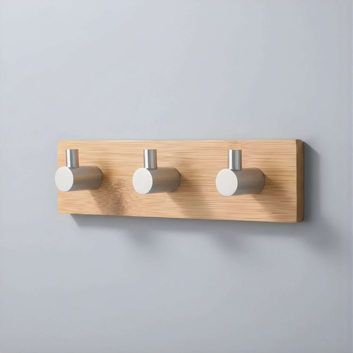 Perchero De Pared Colgante Adhesivo 3 Ganchos Madera Y Metal - MADERA 