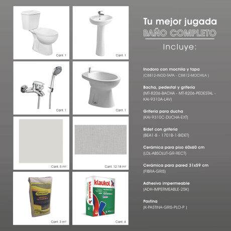 Renovación Total Baño: Sanitarios, Grifería, Revestimientos y aDHESIVOS BLANCO