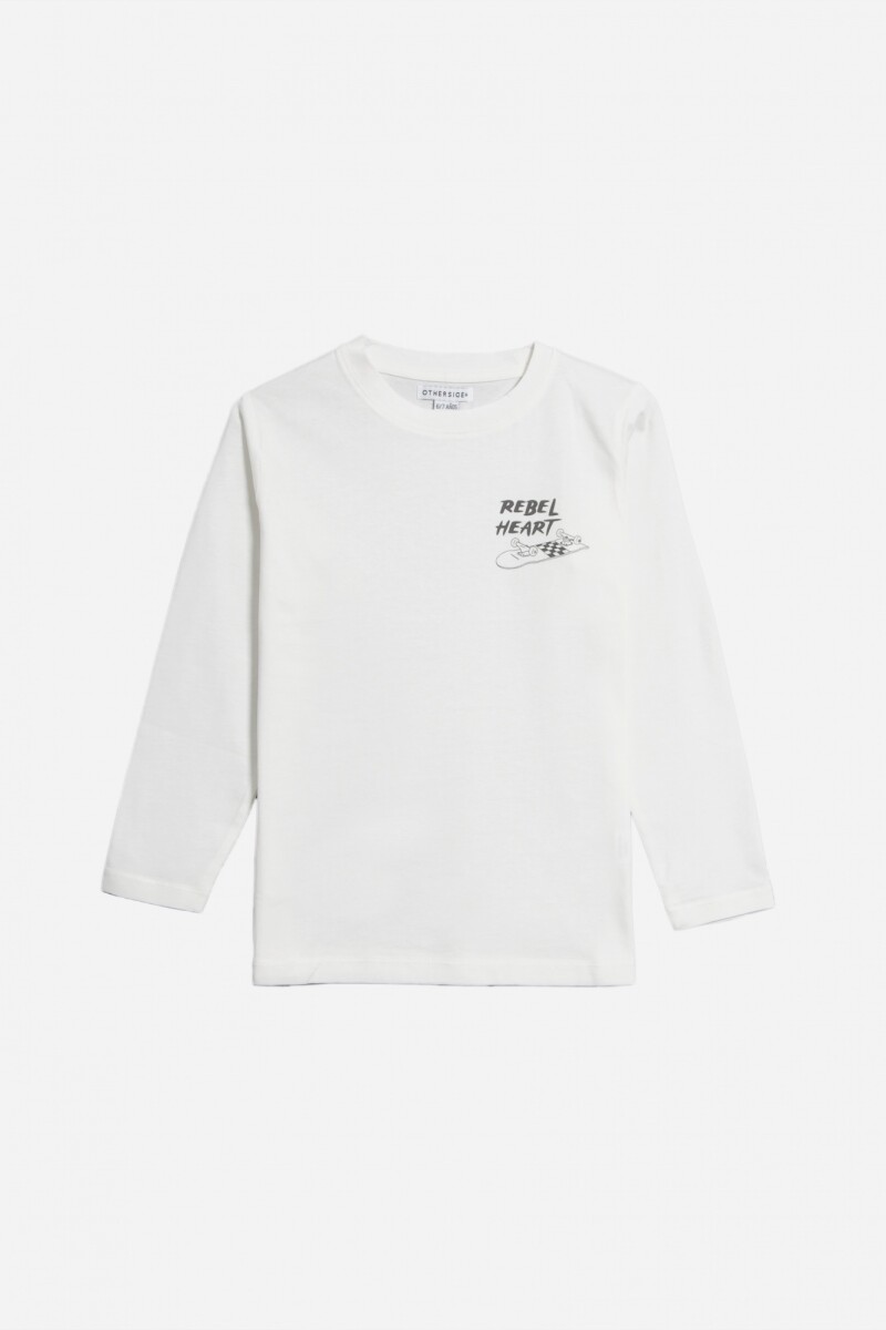 Remera estampada mangas largas - Blanco 