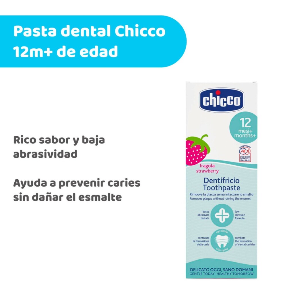 PASTA DENTAL FRUTILLA 12m+ SIN FLUOR CHICCO PASTA DENTAL FRUTILLA 12m+ SIN FLUOR CHICCO