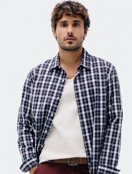 CAMISA MANGA LARGA A RAYAS AZUL