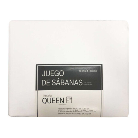 Juego Sábanas Blancas Queen Textil Hogar 300 Hilos Algodón