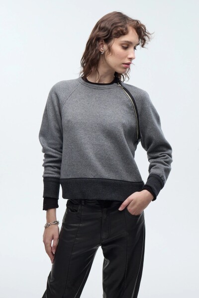 BUZO ZIP Gris
