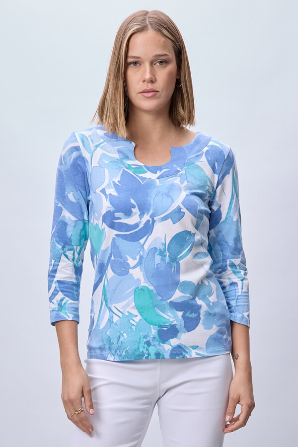 Remera Algodon Print AZUL/MULTI