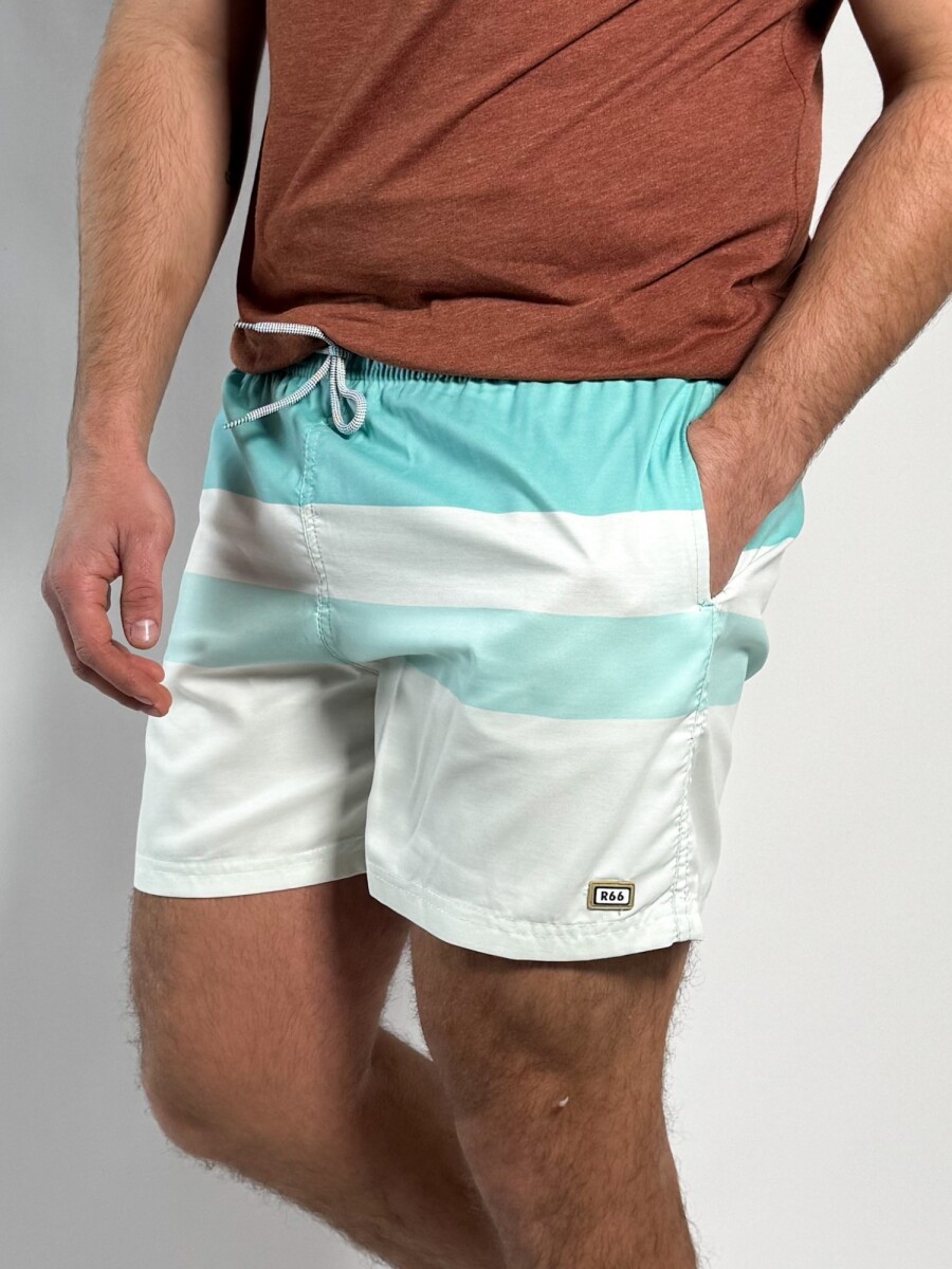 Short de baño estampado Granados - Celeste 