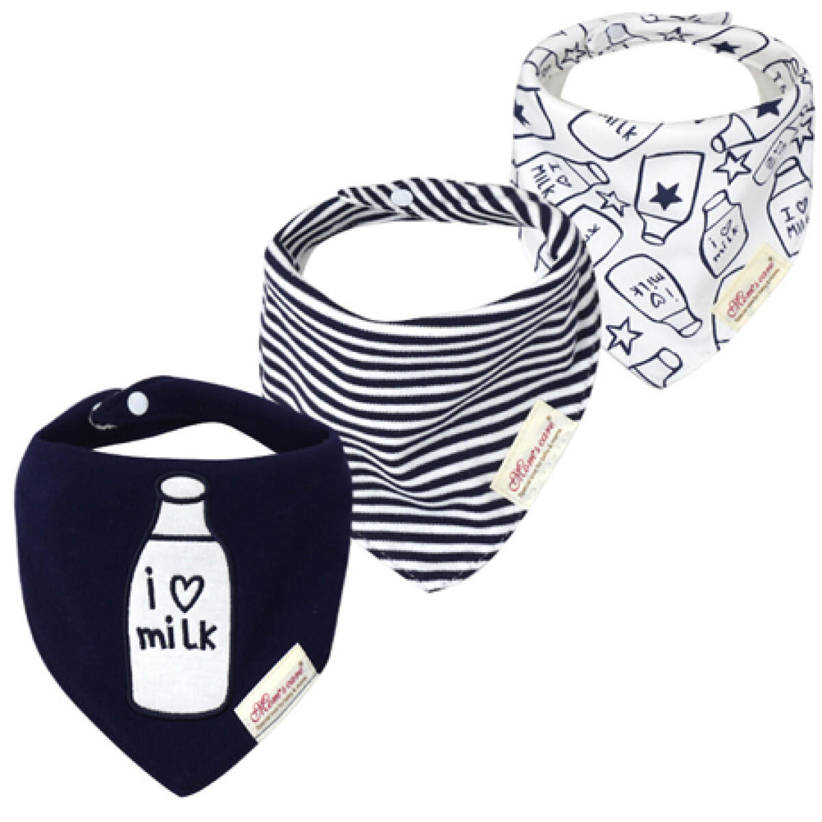 Set baberos bandana x3 - milk navy 