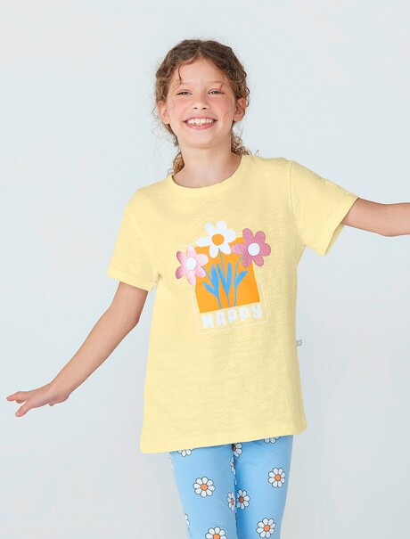 CAMISETA DE NIÑA MANGA CORTA ESTAMPADA AMARILLO