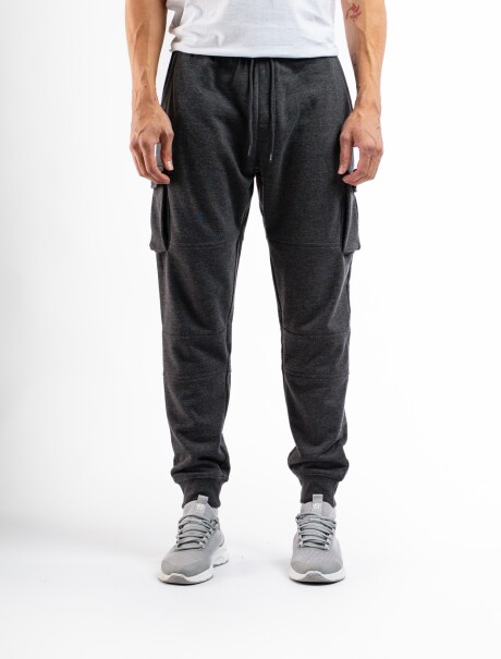 Pantalón Cargo de Felpa Gris Oscuro Melange