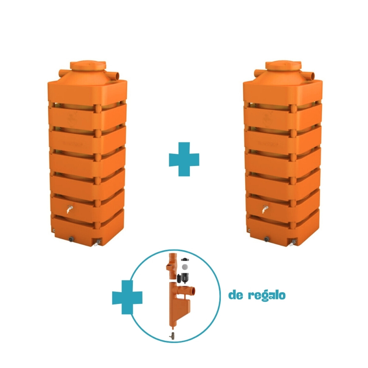 2 Colectores de Agua + Filtro de Regalo 1050 lts. - Naranja 