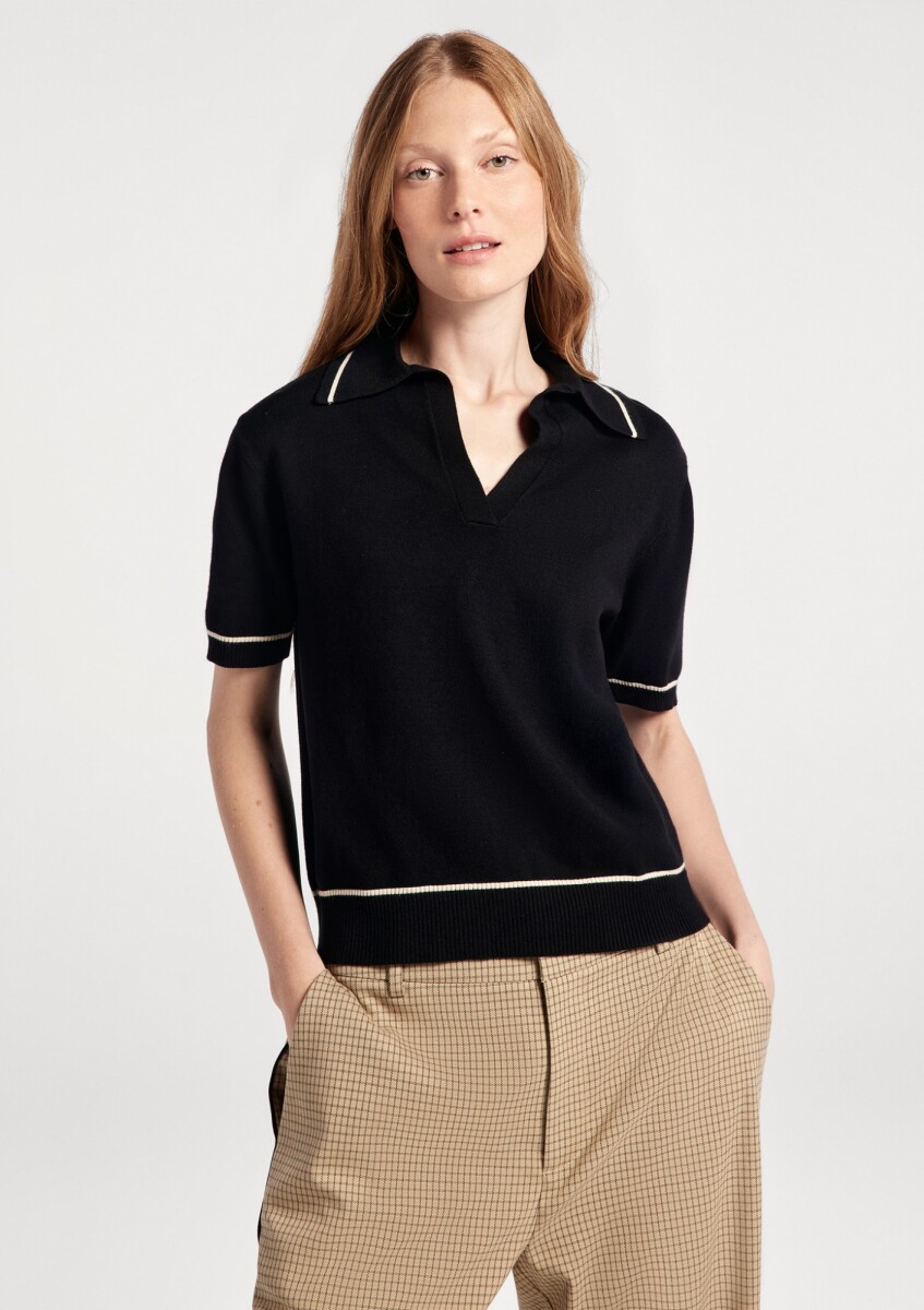 POLO MANGA CORTA EN TEJIDO DE PUNTO - NEGRO 