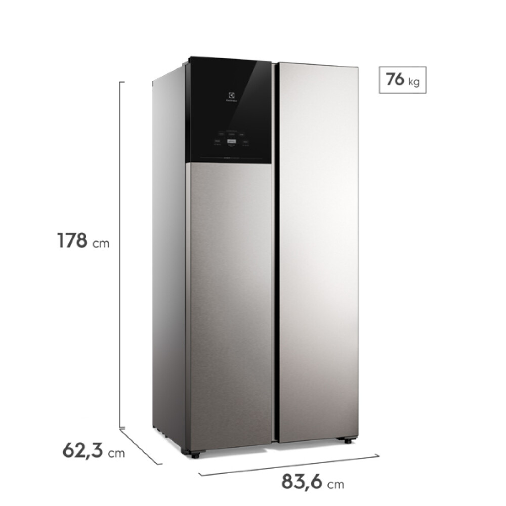 Refrigerador SBS 440 Lts Inox S/D INVERTER Gris
