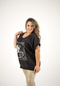 Blusa de algodón y lino Negra