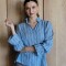 Blusa Copenhague Broderie Celeste