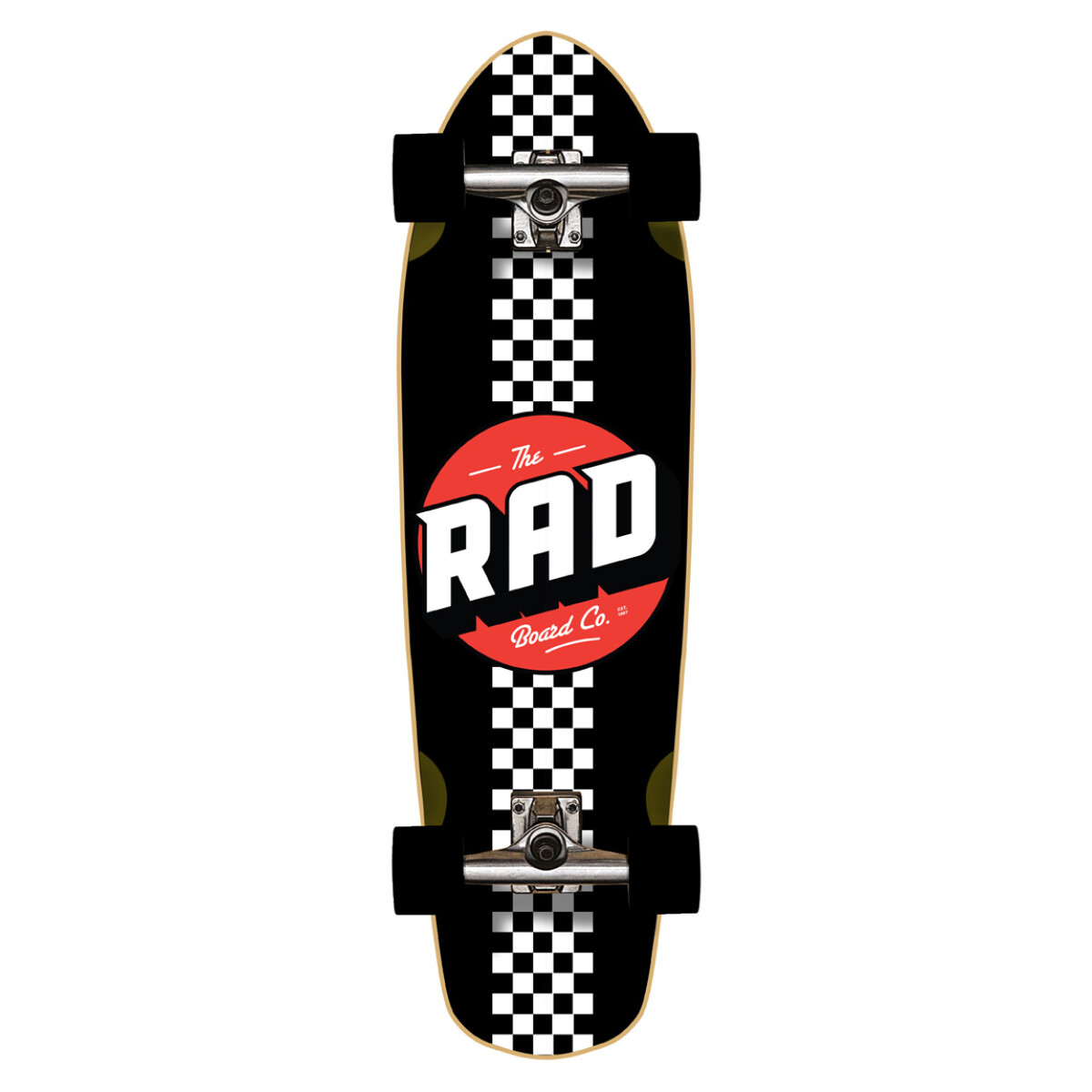 Cruiser Rad 32" x 9.125" Modelo Cali - Checker Stripe - Black/White 