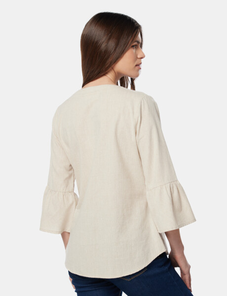 BLUSA DE LINO VOLADOS Beige