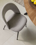 Silla Mahalia gris claro y patas de acero acabado pintado negro Silla Mahalia gris claro y patas de acero acabado pintado negro