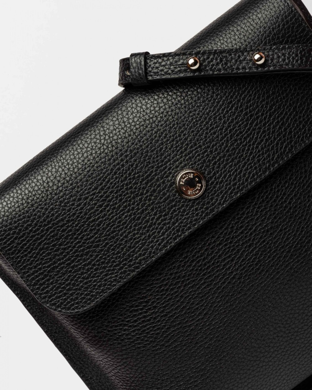 Morral Liana En Cuero Graneado Negro
