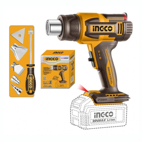 Pistola De Calor A Batería INGCO HGLI2058 580°C P20S 20V Con Accesorios Pistola De Calor A Batería INGCO HGLI2058 580°C P20S 20V Con Accesorios