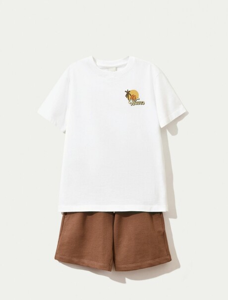CONJUNTO DE FORRO POLAR ESTAMPADO INFANTIL MARRÓN