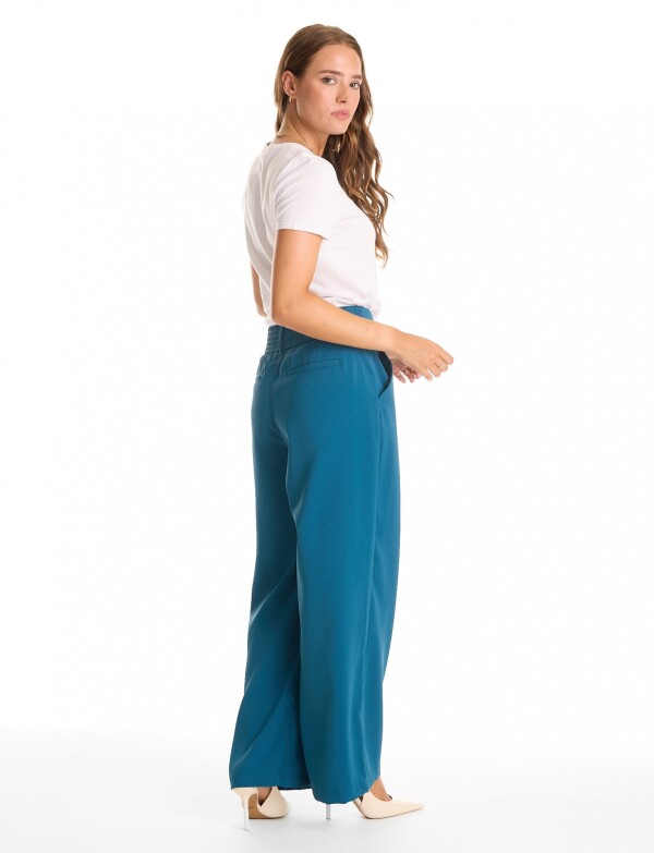 Palazzo Con Doble Botón & Cintura Elástica PETROLEO