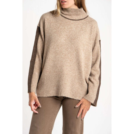 Polera Combinada Beige Melange