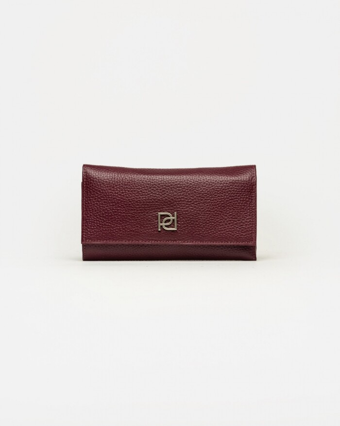 Billetera Cloe en cuero graneado Bordeaux