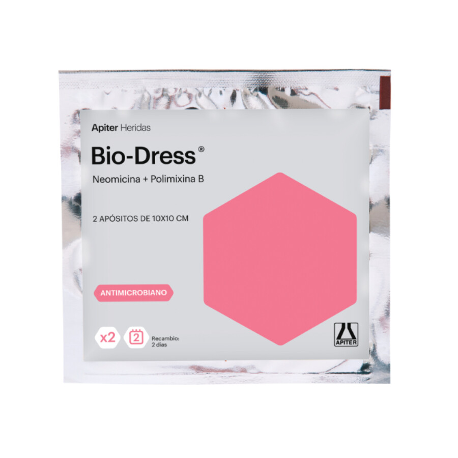 Apósitos Antisépticos Bio-Dress 10 x 10 cm 2 Unidades - Apiter Apósitos Antisépticos Bio-Dress 10 x 10 cm 2 Unidades - Apiter