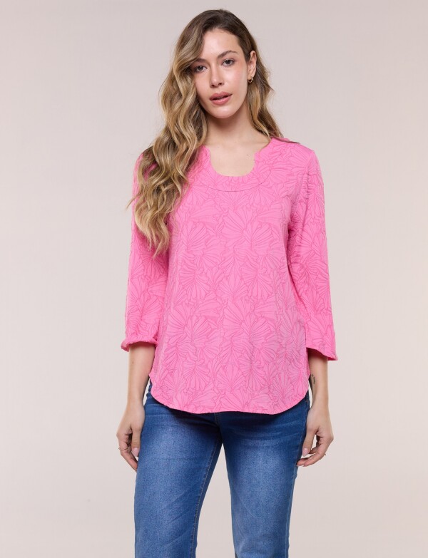 Blusa Texturada Con Relieve Floral ROSA