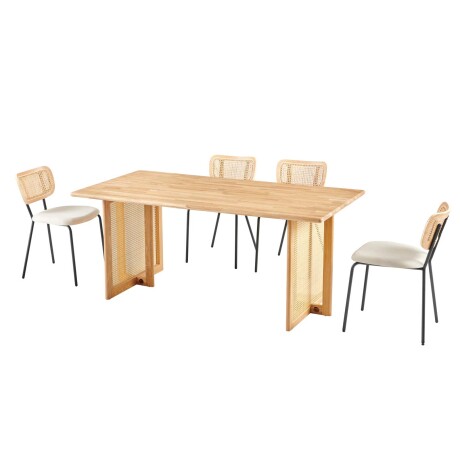 MESA DE COMEDOR RATTAN-Y-MADERA NATURAL-BEIGE BRISA